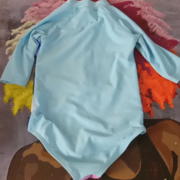 Limited Too Blue and Pink Rashguard with Tropical Design - Picture 3 of 4